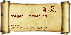Matyé Richárd névjegykártya
